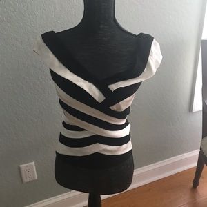 Tadashi Collection Black and White Cocktail Top